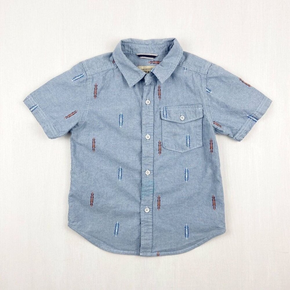 Lucky Brand Embroidered Chambray Button Down Shirt 4/5